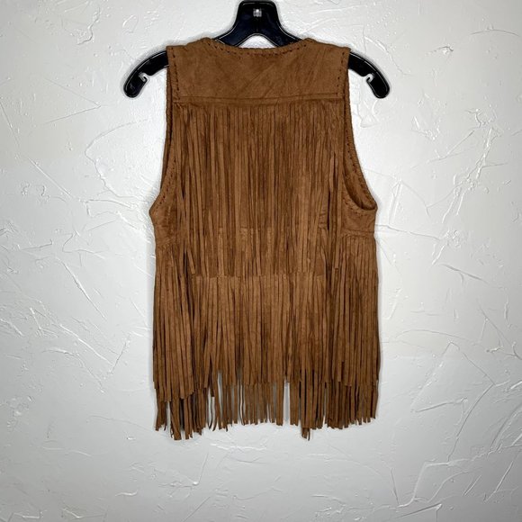 Show Me Your Mumu Wander Fringe Top Foxy Brown Faux Suede - Picture 6 of 7